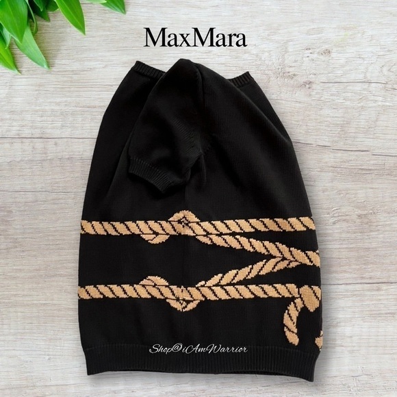 MaxMara cotton knotted rope motif boatneck short sleeve sweater *shop@iamwarrior - Picture 6 of 11